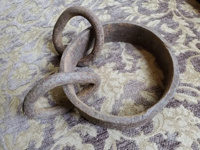 Antique Architectural Salvage Americana Primitives Wrought Iron Ring{s} Harness.