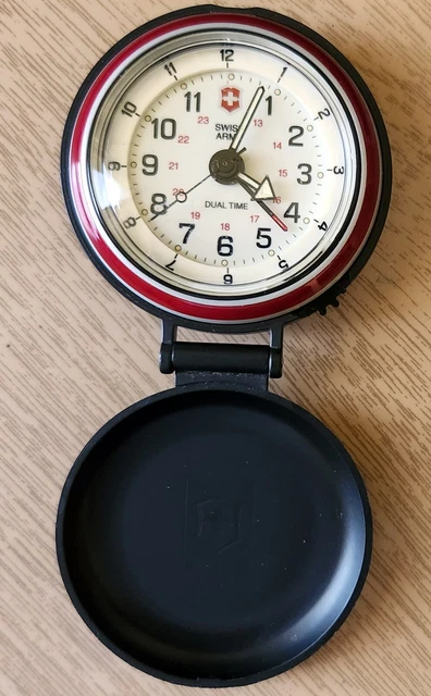 Nice 2000 Victorinox Swiss Army Travel Alarm Clock Pocket Watch Dual Time - Runs