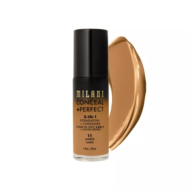 Milani Conceal + Base Perfecta 2 en 1 + Corrector 1 fl.oz./30 ml Nuevo 11 Ámbar