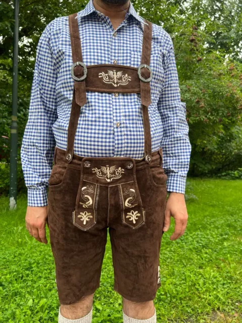 Herren Trachtenlederhose Inkl Hosen Träger Größe 46 bis 62 Oktoberfesthose Braun