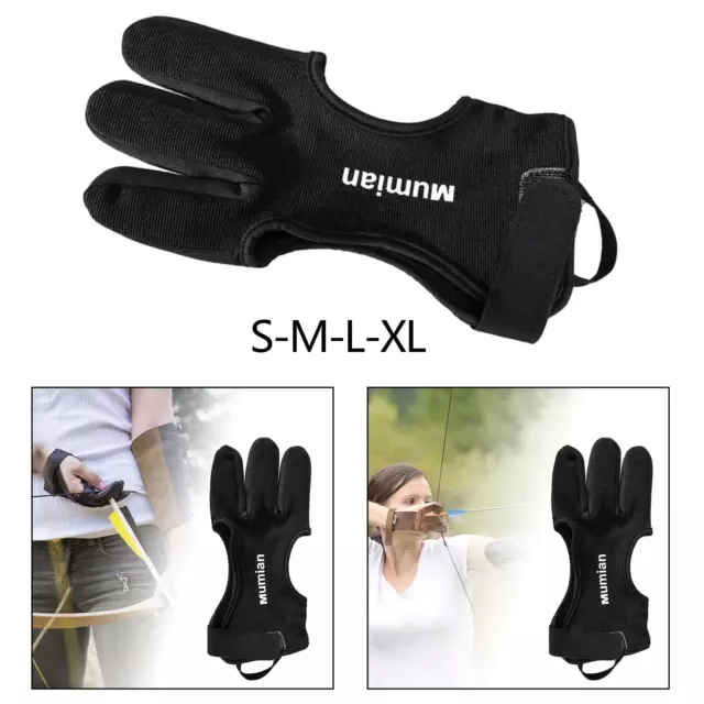 Archery Glove, PU Leather Three Finger Protector for Adult Beginners