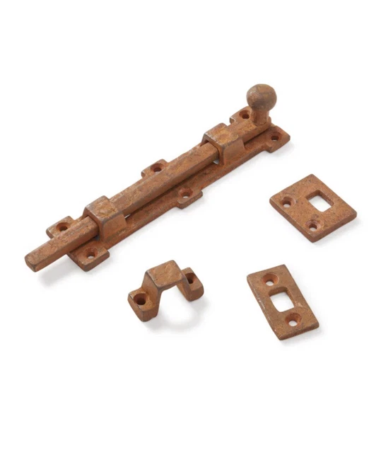 Signature Hardware 060009RU 6” Iron Surface Sliding Bolt 3 Catches - Rust Iron