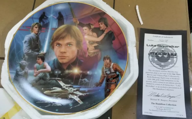 Star Wars Hamilton Plate Luke Skywalker Heroes and Villians No Chips Or Cracks
