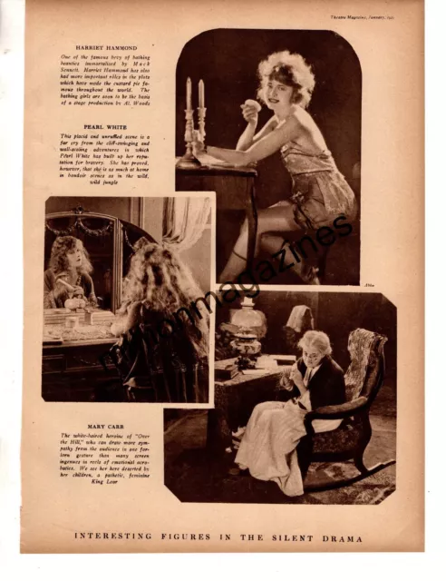 1921 Harriet Hammond, Pearl White and Mary Carr Original Print from Theatre