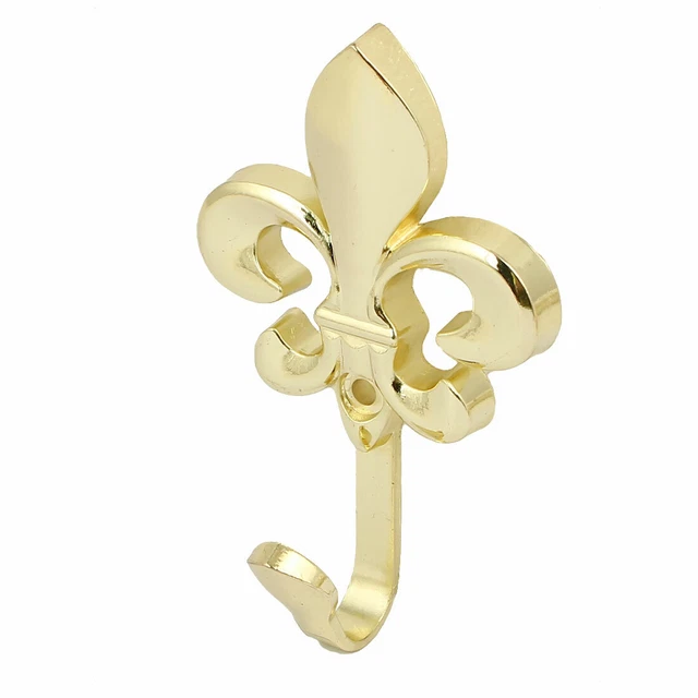 Coat Umbrella Bag Single Hook Flower Shape Metal Wall Hanger Gold Tone