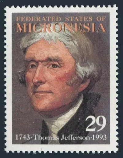 Micronesia 172 two stamps,MNH.Michel 289. Thomas Jefferson,250th birth Ann.1993.