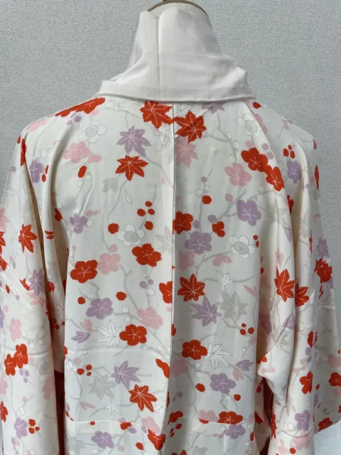 H&A Momiji Vintage Japanese KIMONO Dress cardigan White Yukata from Japan women