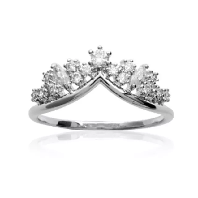 Bague alliance sertie femme - argent 925/000 massif rhodié - couronne zircons