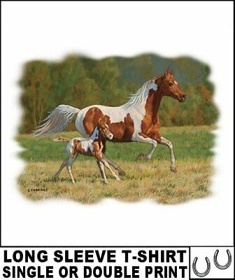 Beautiful Wild American Paint Horse Colt Foal Long Sleeve T-Shirt Ab351