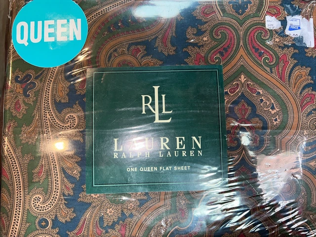 Nueva HOJA PLANA RALPH LAUREN De Colección Brianna Cachemira REINA Brianna Azul Verde