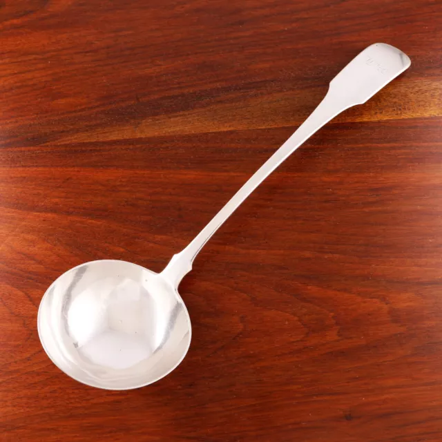 JONATHAN BURR JOHNSON ? WALLINGFORD, CT COIN SILVER SOUP / OYSTER LADLE c.1850