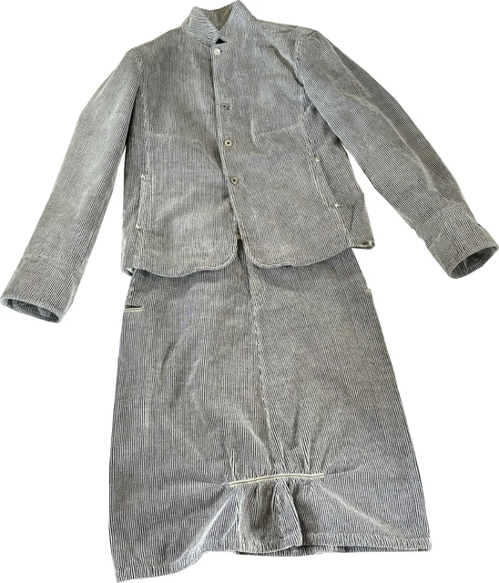 Ensemble Veste & Jupe Cargo Girbaud - Taille 36 - Tissu écossais Bleu - Occasion Très Bon état