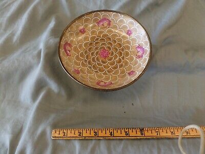 Antique Japanese Brass Enamel Painted  Bowl with Carp/Fish Decorations