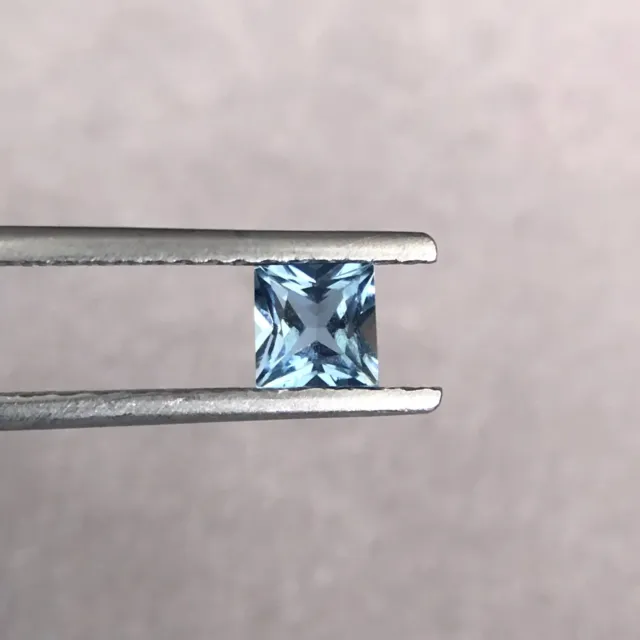 0.66 Cts_Sea Blue 5 Mm Princess Cut_100 % Natural Aquamarine Mine Brazil!