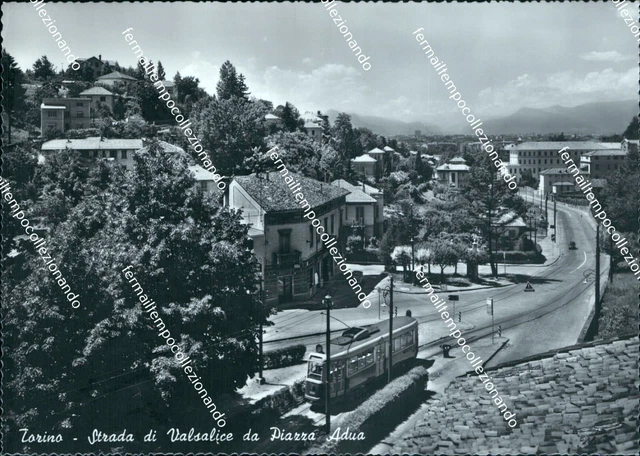 cg311 cartolina torino citta'  strada di valsalice da piazza adua tram piemonte