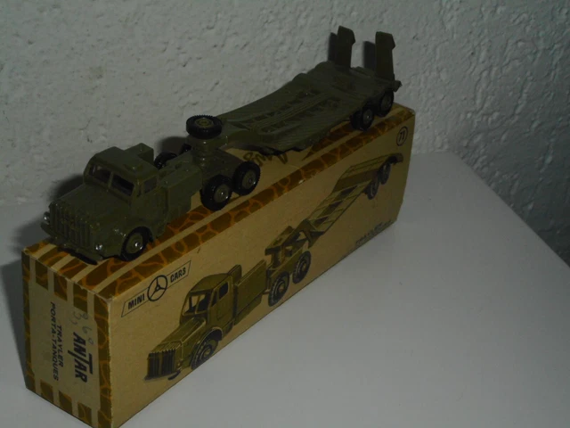 Miniature Camion Antar Porte-char échelle 1/87 – Marque Anguplas, Ancien Modèle N°44 – Occasion Avec Boîte