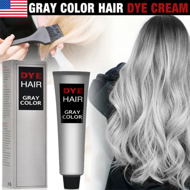 100ml Light Grey Silver Permanent Hair Dye Color Cream Unisex-Fashion Punk Style