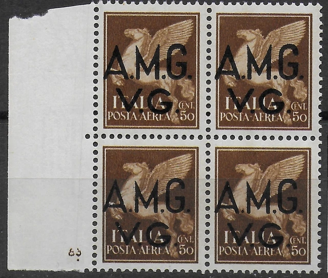 Italy - Venezia Giulia and Istria AMG - 50c Brown Pegasus - Block of 4 - MNH