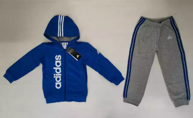 3805/17 Adidas Tuta Ginnastica 3 Stripes Felpa Pantalone Bambino Junior Ay6095