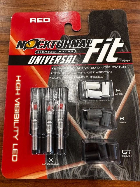 NEW  NockTurnal Universal Fit Lighted Nocks Red 3 pack Gold Tip Easton Victory