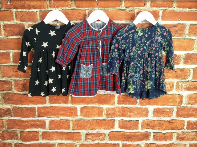 Baby Girl Bundle Age 6-9 Months 100% Next T-Shirt Dress Set Stars Tartan 74Cm