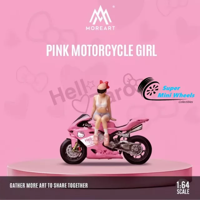 MoreArt 1:64 Pink Motorcycle Girl - Resin Motorcycle with Figure