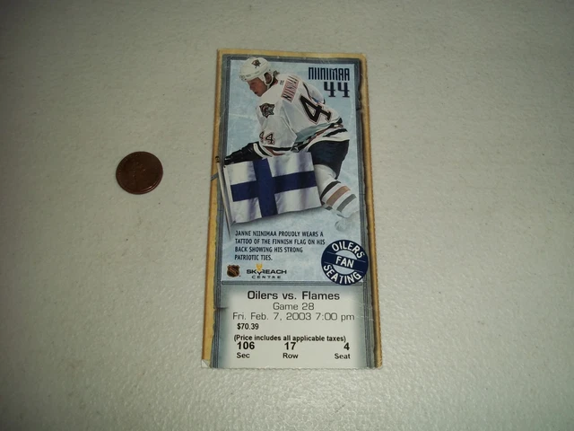 Ticket Edmonton Oilers Fan Shop 2/7/03 CALGARY FLAMES Vs Edmonton