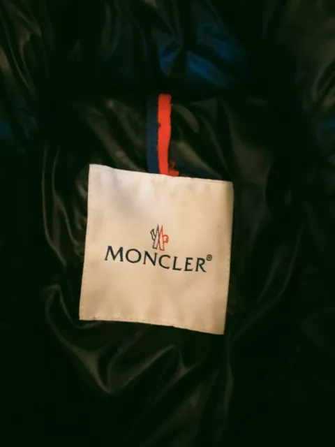 Doudoune mi longue femme 38 MONCLER noire/bleue très foncée avec ceinture 2