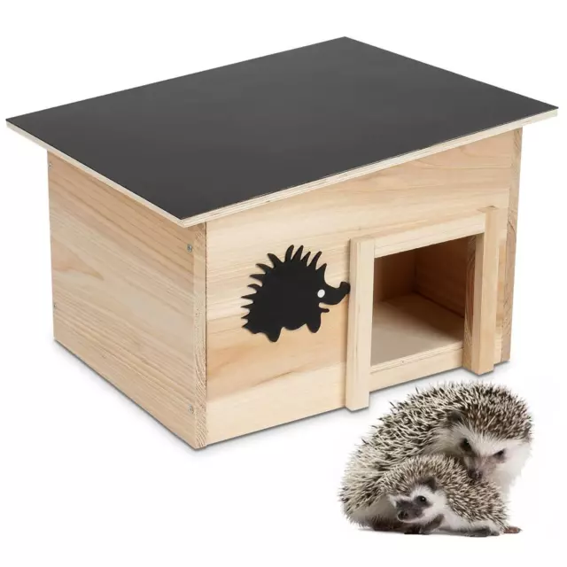 Predator Proof Wooden Hedgehog House Outdoor Wildlife Habitat Feeding Nest Box