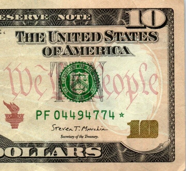 2017 $10 US Star Bill Replacement Federal Reserve Note Ten Dollar Currency