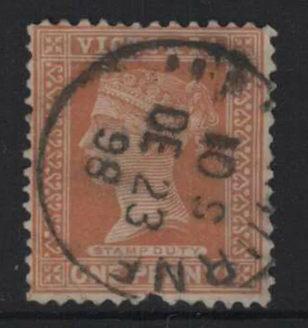 (CWX-144) 1890 Australia Victoria 1d red brown QVIC stamp duty (ES)