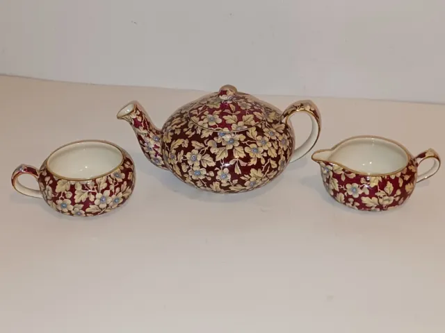 LORD NELSON WARE Vintage Royal Brocade 4Pc Floral Design TEA SET Made in ENGLAND