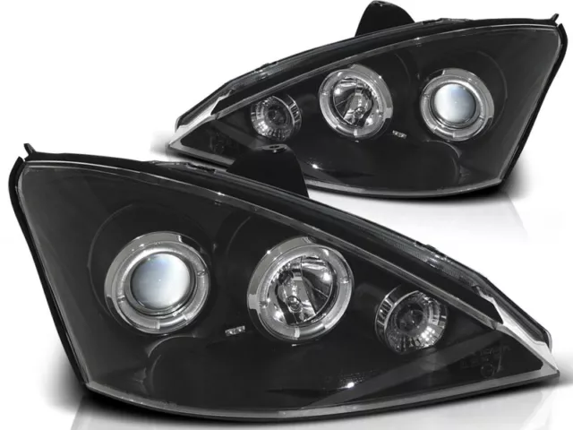 Angel Eyes Scheinwerfer Set für Ford Focus BJ 11/01-10/04 Klar/Schwarz