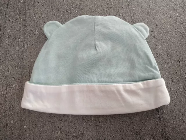 Bonnet De Naissance Vert Clair Et Blanc Gémo