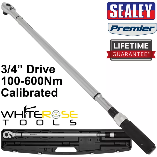 Sealey Torque Wrench Micrometer Style 3/4" Drive 100-600Nm Calibrated 1050mm