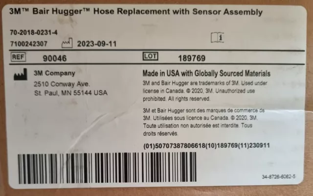 3M Bair Hugger 700 Series Replacement Hose with Sensor Assembly 90046 2