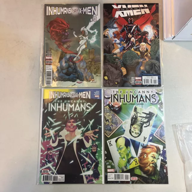 Lot Of 4 Marvel Comics Uncanny X-Men 13 Inhumane Vs X-men #0 Uncanny Inhumans