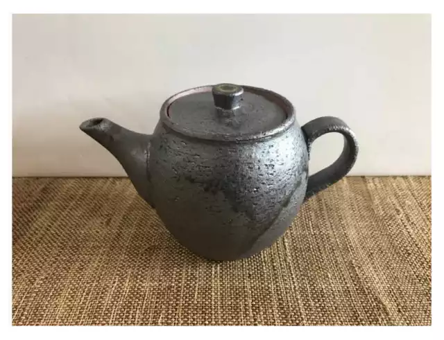 Tea Pot Coffee Pot Shigaraki Ware Pottery Handcraft Black Glaze 450ml From Japan
