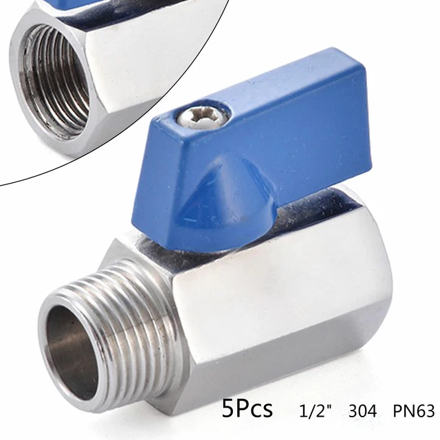 Ball Valve 1/2" 304 Stainless Steel Hexagon Ball Valve Water PN1.0～4.0Mpa 5pcs
