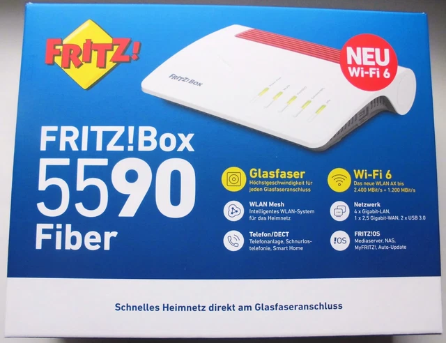 AVM FRITZ!Box 5590 Fiber: Router, Glasfaseranschluss, Wi-Fi 6, WLAN Mesh, NEU !