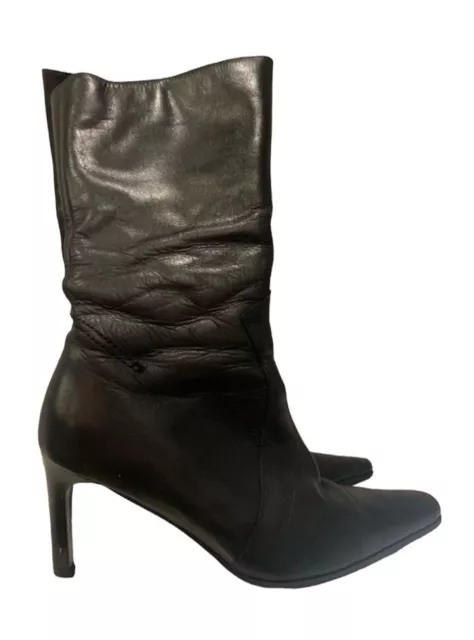 Mid calf deals heeled boots uk