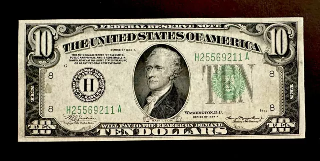 1934 A $10 Dollar St. Louis Federal Reserve Green Seal Note