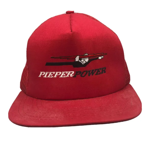 Vintage PIEPER POWER Red Snapback Trucker Mesh Cap Hat    YY