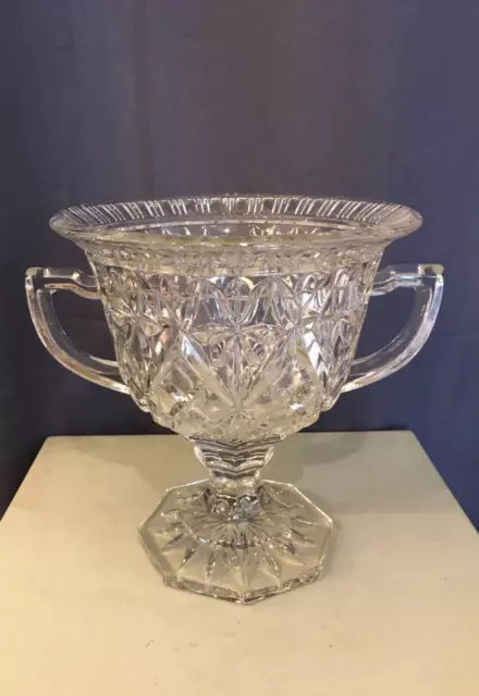 Coupe Triomphe En Verre Taille Avec Anses Années 70 Vase Vintage