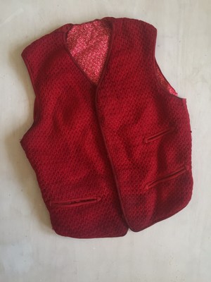 Da Uomo Retrò Vintage 70s Maglione Lavorato a Maglia MONSANTO PATCHWORK IN PELLE SCAMOSCIATA MISURA PICCOLA Hippy 