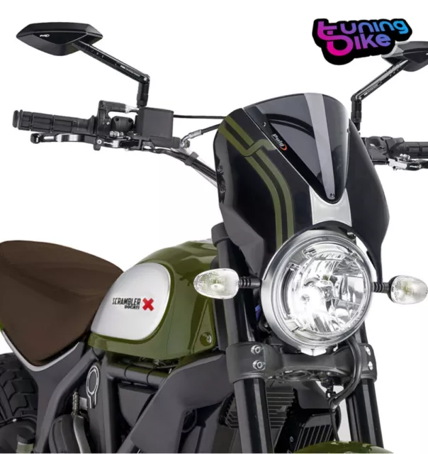 Puig Cupolino Retro Ducati Scrambler Desert Sled 17-22 Fume Scuro-Nero