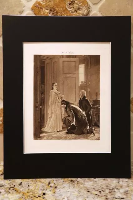 1894 Antique Matted Engraving-Queen Victoria Receiving News Of Her Accession