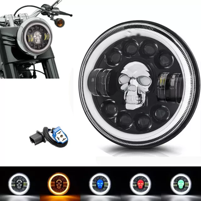 7 Zoll LED Scheinwerfer RGB High Low für Harley Road Kong Softail Ducati Monster