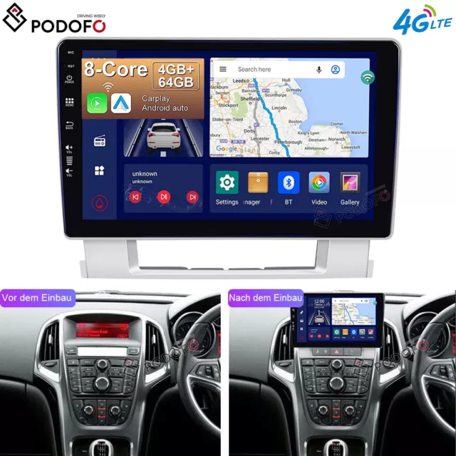 4+64GB Für OPEL Astra J Vauxhall 2010-2017 Autoradio Android 13 GPS Navi CarPlay