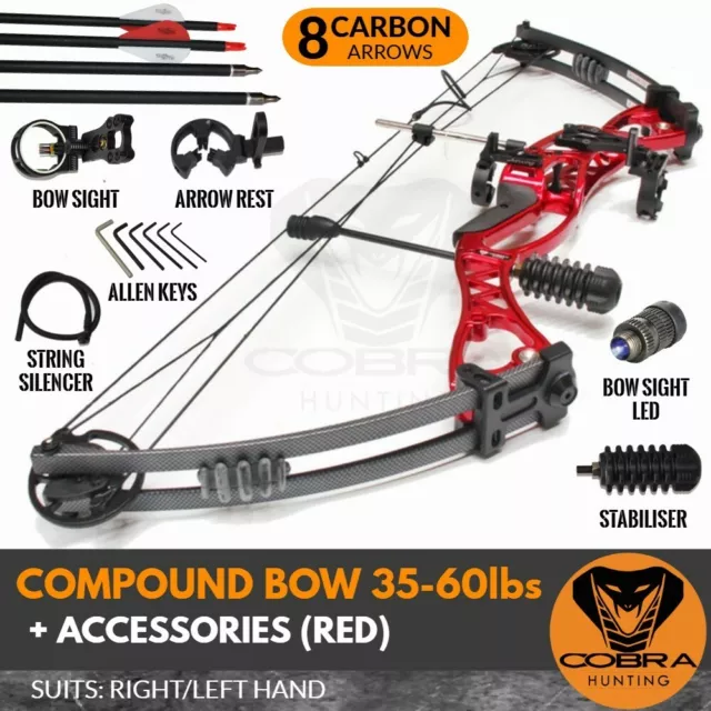 35-60lbs Compound Bow Arrow Archery Hunting Target Shooting red Right left hand